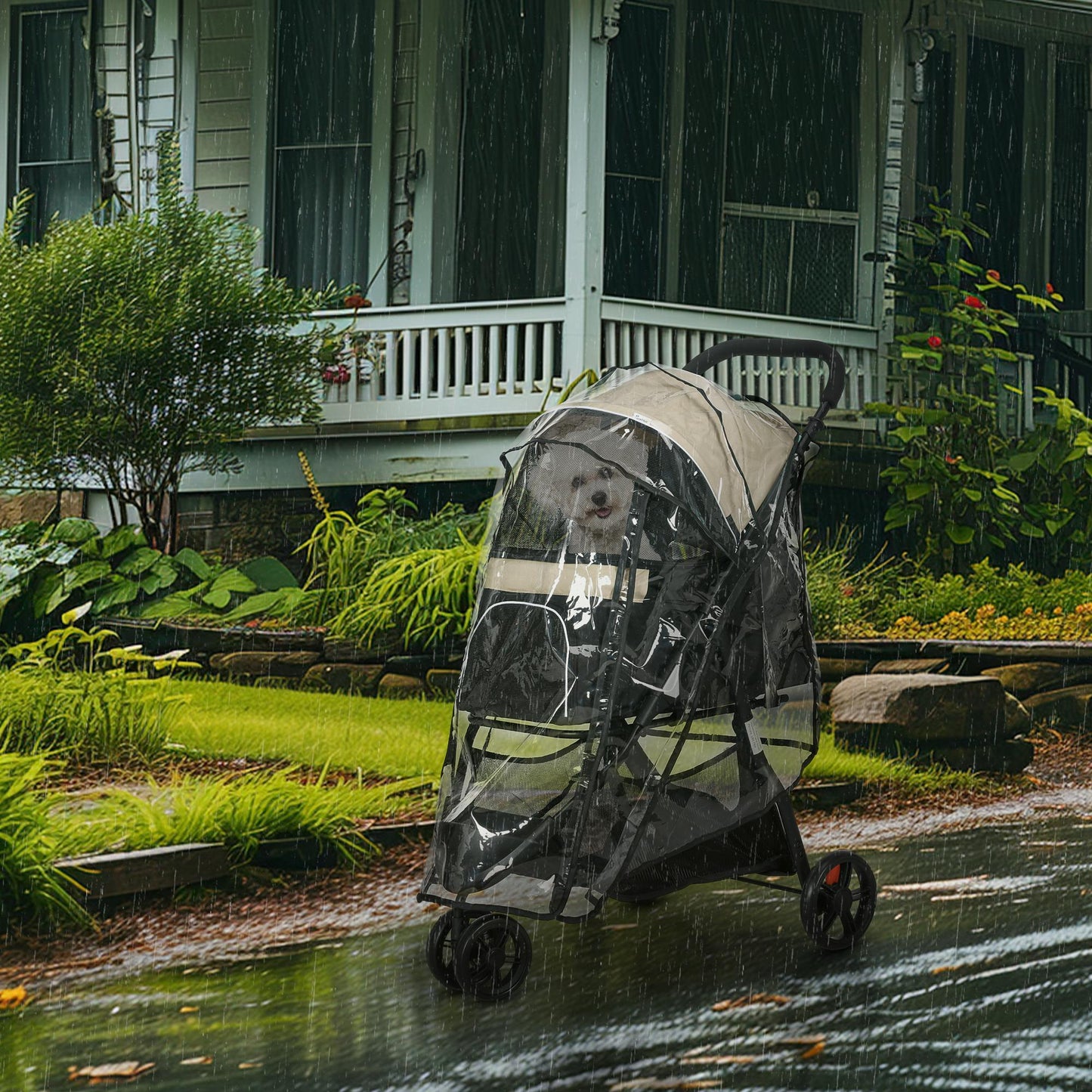 Huisdierwagen – Dierenbuggy – Kattenbuggy – Hondenbuggy – Wandelwagen – Opvouwbaar – Met Regenhoes – Stevig Metalen Frame – Geschikt Tot 10 kg