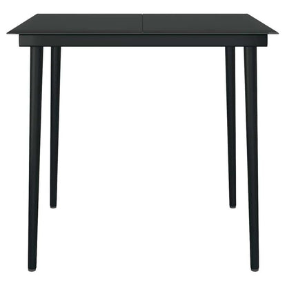 5-delige tuinset – tuintafel set – tuinmeubilair – tuinmeubels – buitentafel – zwart poly rattan – gehard glazen blad – duurzaam metalen frame