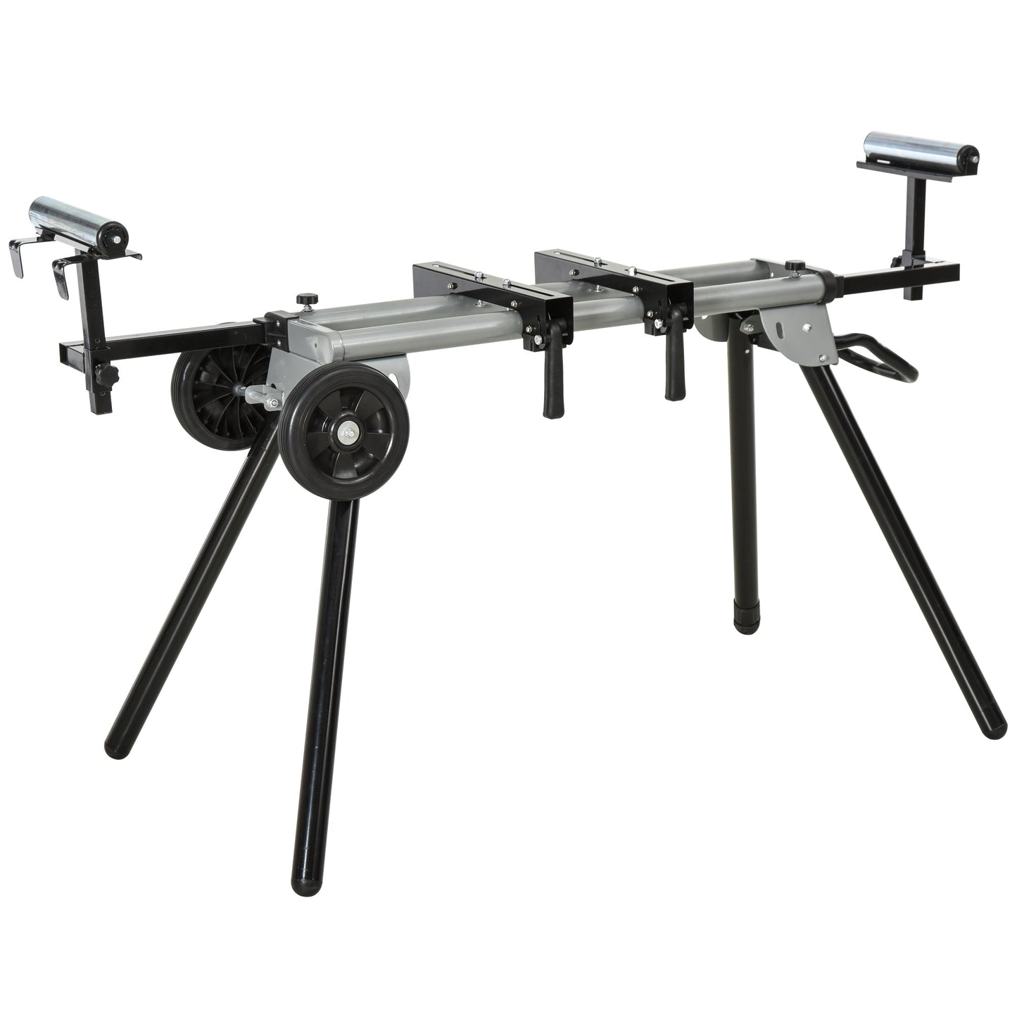 Zaagbok – Zaagstandaard – Werktafel – Afkortzaagbok – Zaagpaard – Verstelbaar tot 245 cm – Stevig Stalen Frame Zwart/Zilver