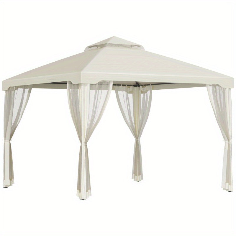 Partytent – Tuinpaviljoen – Paviljoen – Overkapping – Feesttent – 3x3 m – Crèmewit – Waterdicht – Duurzaam Metalen Frame