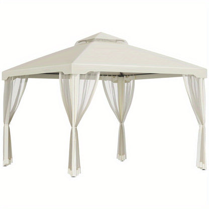 Partytent – Tuinpaviljoen – Paviljoen – Overkapping – Feesttent – 3x3 m – Crèmewit – Waterdicht – Duurzaam Metalen Frame