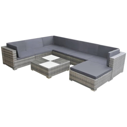 Loungebank – Loungeset – Tuinbank – Loungesofa – Buitenbank – Weerbestendig PE-Rattan – Gepoedercoat Stalen Frame – Inclusief Comfortabele Kussens – Grijs