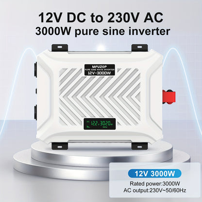 Omvormer – Spanning Converter – Power Inverter – Stroomomvormer – Sinusgolf Omvormer – Zuivere Sinusgolf – 12V - 3000W – Overbelasting Bescherming – Hoge Efficiëntie