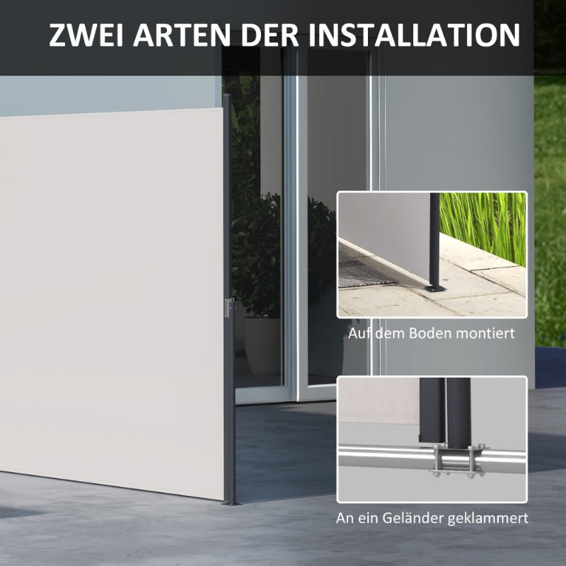 Zonnescherm – Zijscherm – Uitbreidbaar Scherm – Buitenprivacy – Zonwering – 300x140 cm – UV Bescherming – Windbestendig Metaal