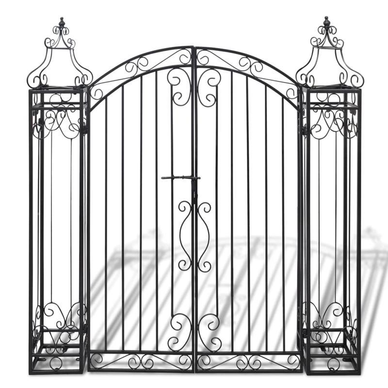 Smeedijzeren Poort – Tuinpoort – Buitenpoort – Entreepoort – Afscheiding – Zwart Design – Duurzaam Smeedijzer – 112x20,5x134 cm