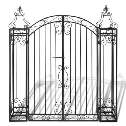 Smeedijzeren Poort – Tuinpoort – Buitenpoort – Entreepoort – Afscheiding – Zwart Design – Duurzaam Smeedijzer – 112x20,5x134 cm