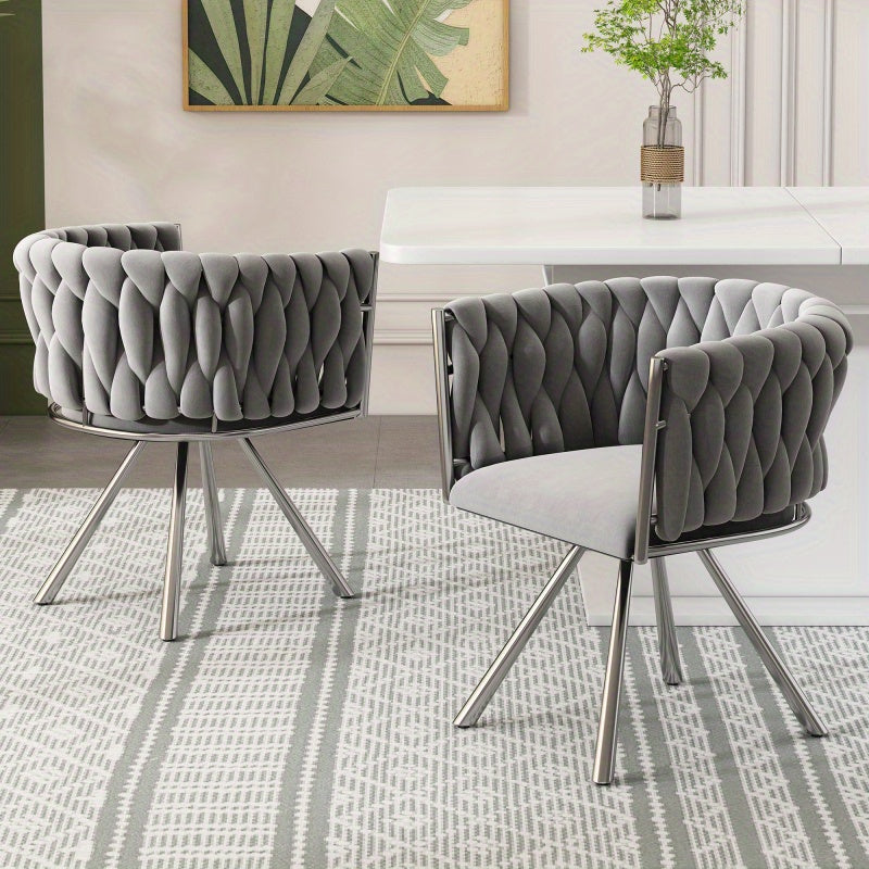 Draaifauteuil – Lounge stoel – Relaxstoel – Fauteuil – Leesstoel – 2-persoons velvet set – Grijs zilver – Metalen poten – 360° draaibaar – Comfortabel en stijlvol