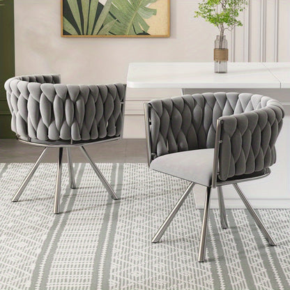 Draaifauteuil – Lounge stoel – Relaxstoel – Fauteuil – Leesstoel – 2-persoons velvet set – Grijs zilver – Metalen poten – 360° draaibaar – Comfortabel en stijlvol