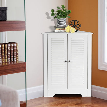 Hoekkast – Opbergkast – Badkamerkast – Kast Voor Hal – Woonkamerkast – Verstelbare Plank – Compact MDF Wit – Ruimtebesparend Design