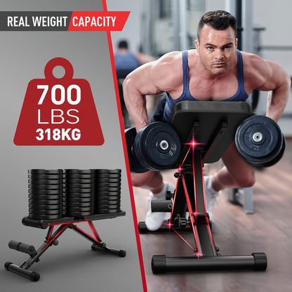 Fitnessbank – Halterbank – Trainingsbank – Bench Press Bank – Gewichthefbank – Verstelbaar in 4 standen – Draagvermogen tot 317,5 kg – Inklapbaar met autolock-systeem