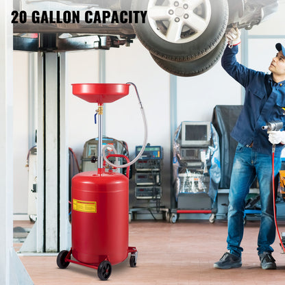 Olieopvangtank – Olieafvoertank – Olieafscheider – Olieopvangbak – Mobiele Olieopvang – 80 Liter Capaciteit – Verstelbare Hoogte Met Wielen