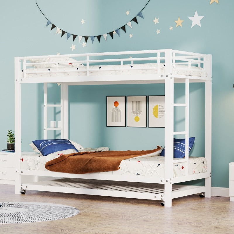 Stapelbed Met Uittrekbed – Stapelbed – Hoogslaper – Twijfelaar Bed – Kinderbed – 90x200 cm – Metalen Frame – Veiligheidsrails