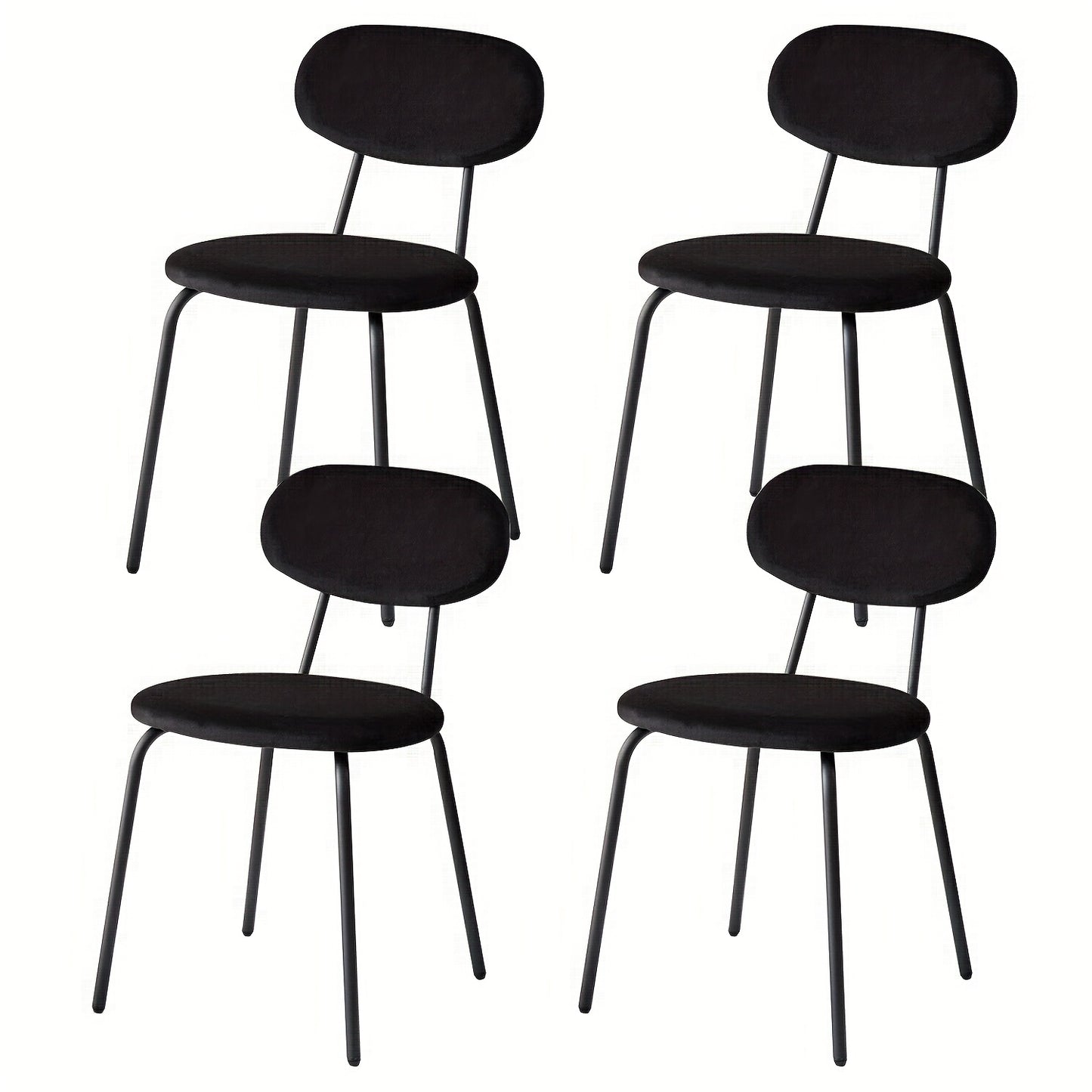 Eetkamerstoelen Set – Stoelen – keukenstoelen – Dining Chairs – Zitstoelen – Zwarte Metalen Poten – Velvet Bekleding – Ergonomisch Design – Zithoogte 47 cm