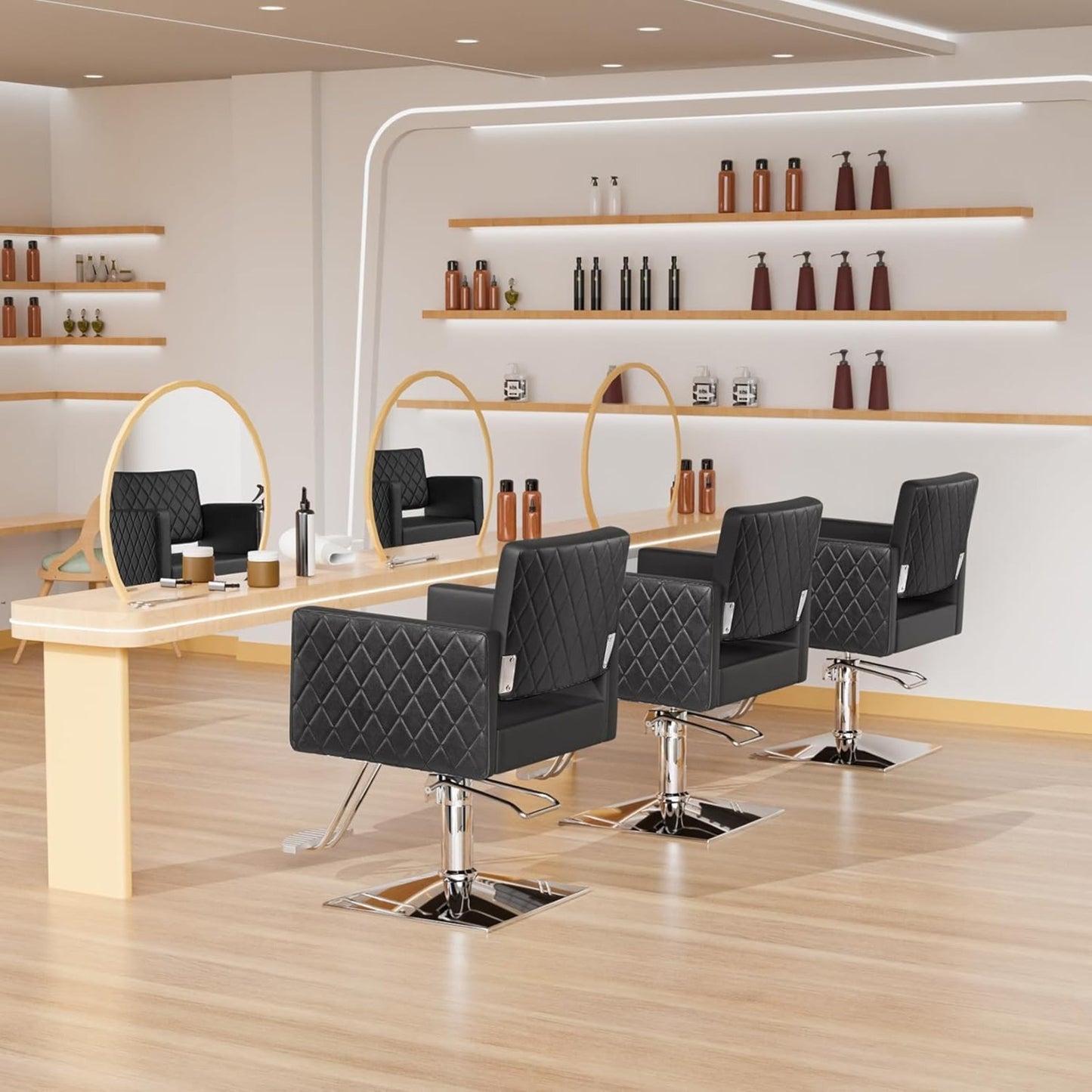 Kappersstoel – Barbersstoel – Salonstoel – Stoel Voor Kappers – Hairstylersstoel Zwart – Verstelbare Hoogte 90-105 cm – 360° Draaibaar Met Aluminium Voetsteun