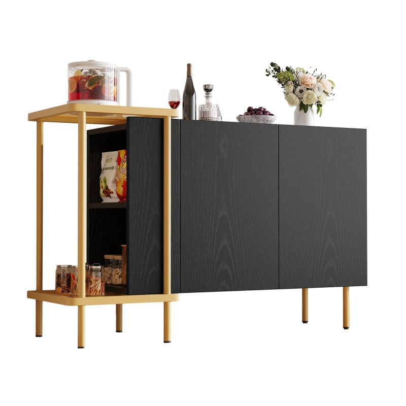 Dressoir – Sideboard – Opbergkast – Ladekast – Kast – Modern Zwart – Glasblad – Kantelbeveiliging – 120x40x77,5 cm