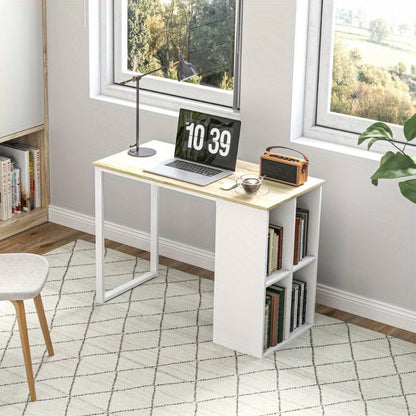 Bureau – Werkplek – Computertafel – Studietafel – Kantoortafel – Stalen Frame – Compact 100x54x75 cm – Eikenhout Look