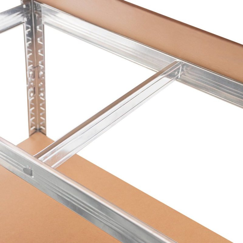 Mega-M Basic Storage Shelf - H-180 cm, L-90 cm, D-40 cm, 5 MDF 4 mm Shelves (175 kg), Galvanized Steel