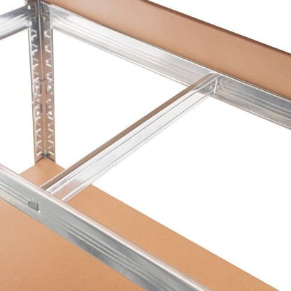 Mega-M Basic Storage Shelf - H-180 cm, L-90 cm, D-40 cm, 5 MDF 4 mm Shelves (175 kg), Galvanized Steel
