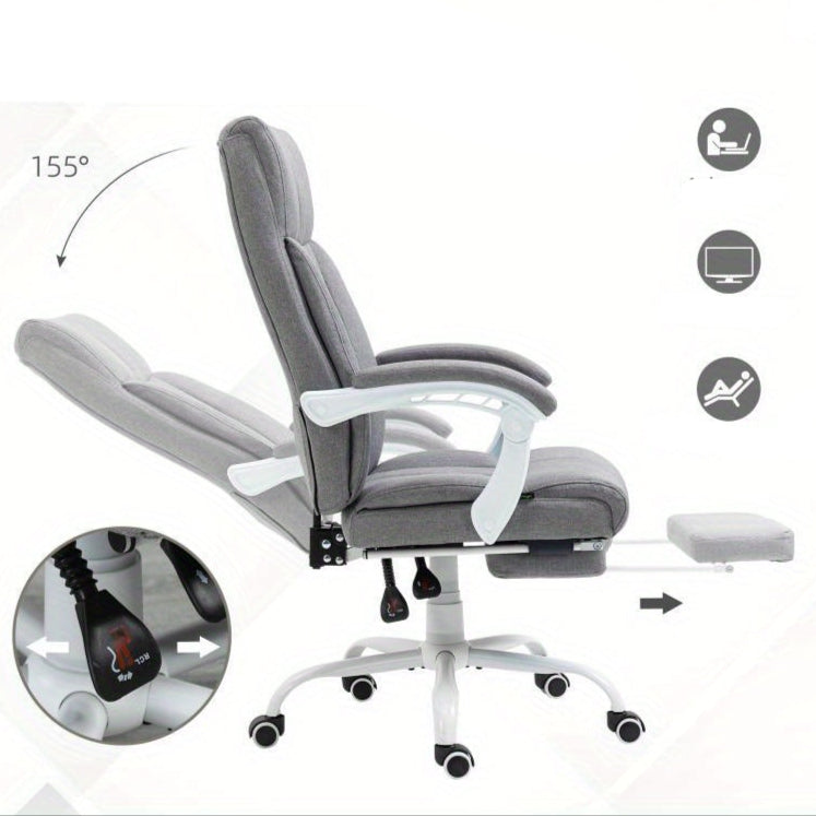 Bureaustoel – Ergonomische Stoel – Office Chair – Gamingstoel – Kantoorstoel – Verstelbare Hoogte – Memory Foam Kussen – Metalen Frame – Opklapbare Armleuningen – Lendensteun – Hoofdsteun – Grijs – Geschikt Voor Langdurig Zitten