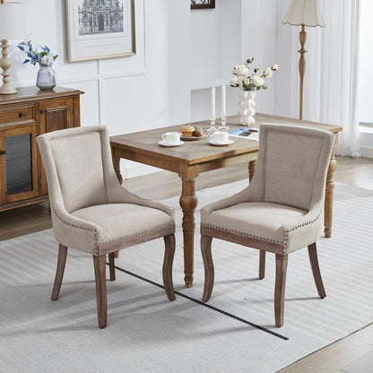 Eetkamerstoelen – Stoelen – Kuipstoelen – Armstoelen – Keukenstoelen – Gestoffeerd – Houten Poten Met Bronzen Nagelkoppen – Set Van 2