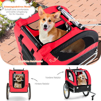 Hondenfietsaanhanger – Fietsaanhanger Hond – Hondenbuggy – Fietsbuggy Hond – Hondenkar Fiets – Draaggewicht 40 Kg – Opvouwbaar En Weerbestendig