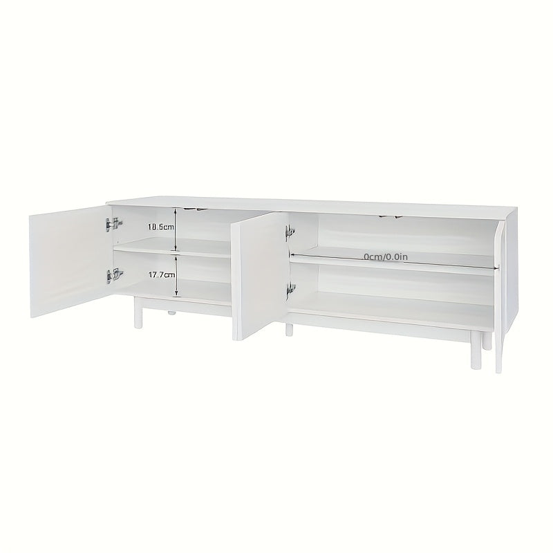Bamboe TV-meubel – Tv Meubel – Tv Kast – Tv Dressoir – Tv Unit – Wit – Verstelbare Planken – Lichtgewicht Laag Design