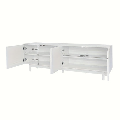 Bamboe TV-meubel – Tv Meubel – Tv Kast – Tv Dressoir – Tv Unit – Wit – Verstelbare Planken – Lichtgewicht Laag Design