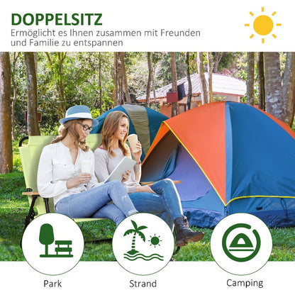 2-Persoons Schommelstoel – Inklapbare Campingstoel – Tuinstoel – Picknickstoel – Outdoorstoel – Duurzaam Roestvrij Staal – Comfortabele Gewatteerde Rugleuning
