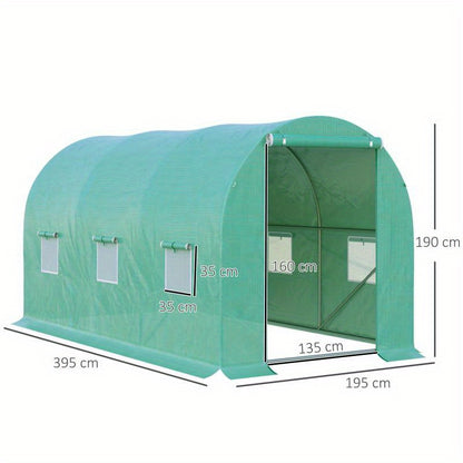 Kweekkas – Serre – Plantenkas – Groeikas – Zaailingenkas – 395x195x190 cm – 6 Ventilatieramen – Boogvormige Stevige Constructie