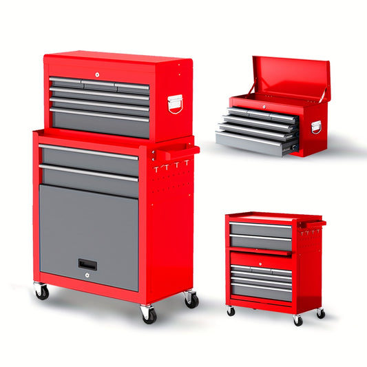 Gereedschapskist – Gereedschapskoffer – Toolbox – Gereedschapswagen – Opbergkist – 8 Afsluitbare Lades – Robuuste Stalen Constructie – Mobiel Met Wielen