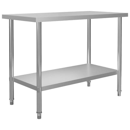 Keuken Werkbank – Werktafel – RVS Werkblad – Werkbank Met Bovenplank – Keukentafel – Roestvrij Staal – 120x60 cm – 150 cm Hoog