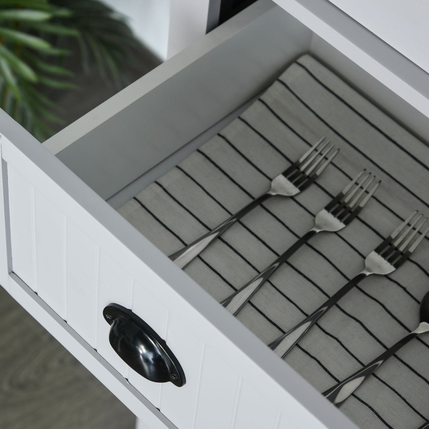 Keukenkastje – Opbergkast – Buffetkast – Keukenkast – Keukenmeubel – Grijs Met Zwarte Grepen – 2 Kasten Met 4 Deuren – Grote Lade – Verstelbare Planken – MDF En Spaanplaat – Modern Design – 76,2x40,2x183 cm