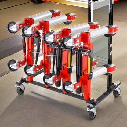 Hydraulische Autodoorrijwagen – Autodoilift – Auto Dolly Trolley – Auto Verrijwagen – Voertuig Tilwagen – Stevig Metalen Frame – Vier Dollies Tegelijk Optillen