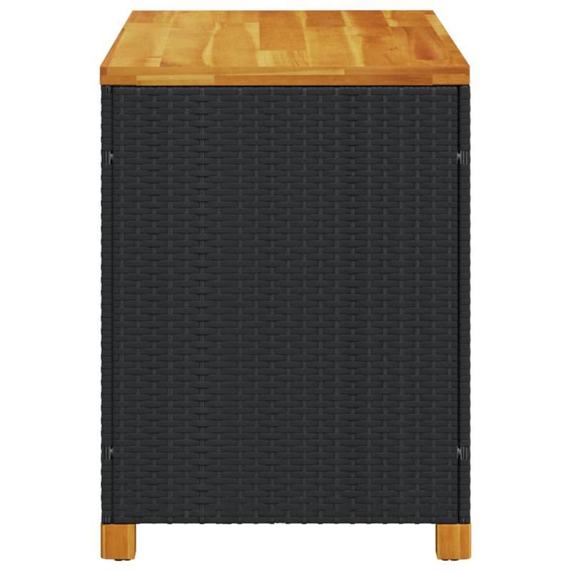 Tuinkist – Opbergkist – Tuinbox – Buitenopberger – Balkonbox – Zwart – 110x55x63 cm – Duurzaam Poly Rattan & Acaciahout