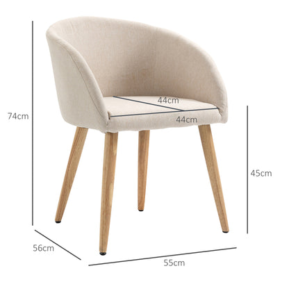 Eetkamerstoel – Kuipstoel – Stoel – Designstoel – Meubel – Set van 2 Beige Scandinavische Eetkamerstoelen – Ergonomisch Comfort – Rubberhouten Taps Toelopende Poten