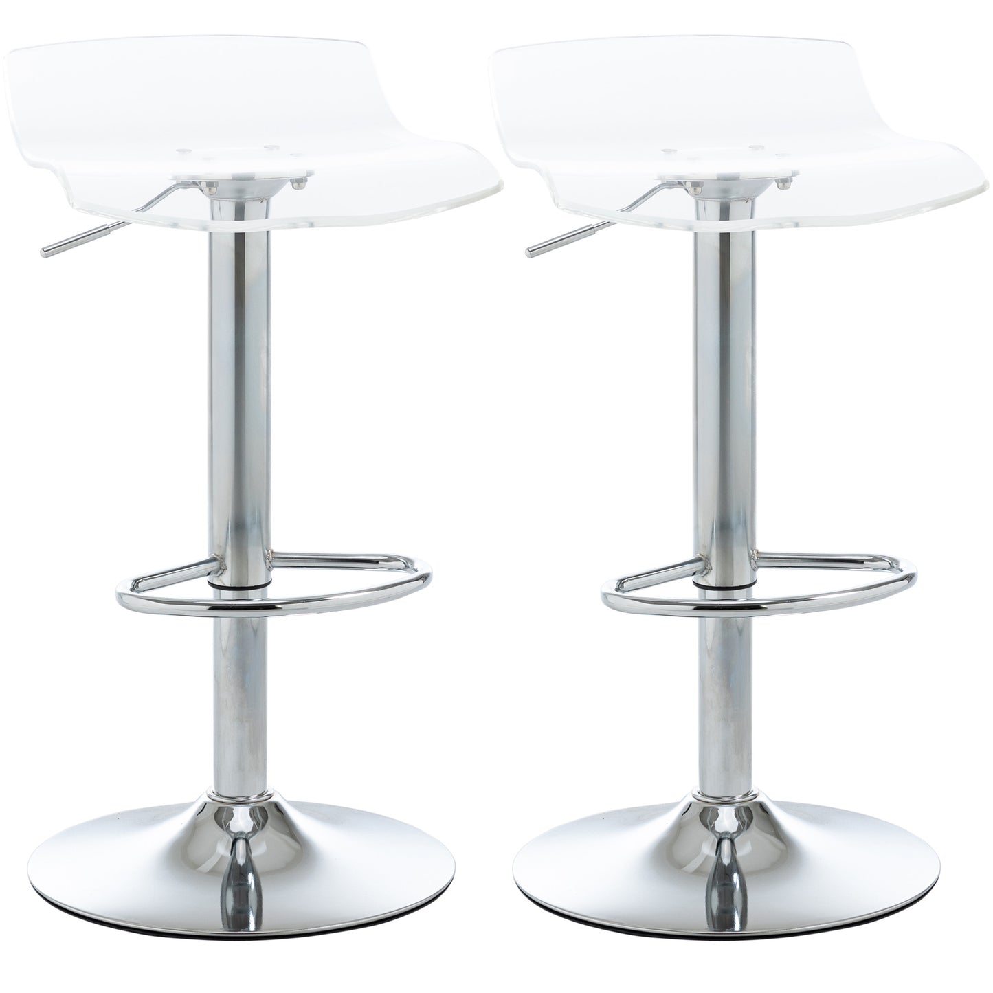 Barstoel – Barkruk – Kruk – Barstoel Set – Transparant Acryl – 360° Draaibaar – In Hoogte Verstelbaar – Met Voetsteun