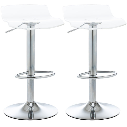 Barstoel – Barkruk – Kruk – Barstoel Set – Transparant Acryl – 360° Draaibaar – In Hoogte Verstelbaar – Met Voetsteun