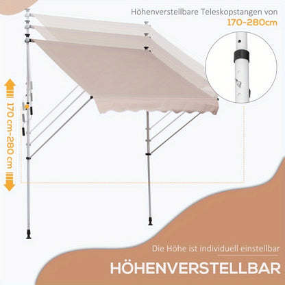 Inklapbaar Zonnescherm – Terrasscherm – Balkonzonnescherm – Schaduwdoek – Uittrekbaar Scherm – Verstelbaar In Hoogte – Aluminium Frame – 200x150 cm Creme Wit