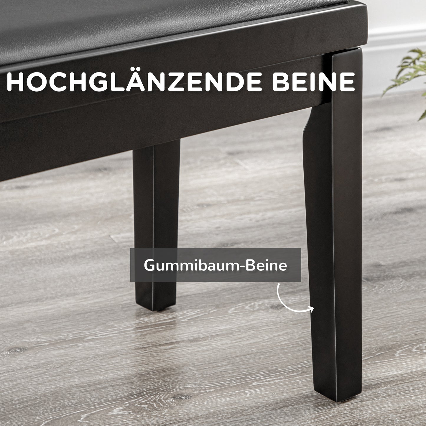 Pianobank – Piano Kruk – Keyboard Bank – Muziekbank – Zwarte Verstelbare Hoogte – Kunstleer Zitting – Massief Rubberhout Frame – Hoogglans Afwerking