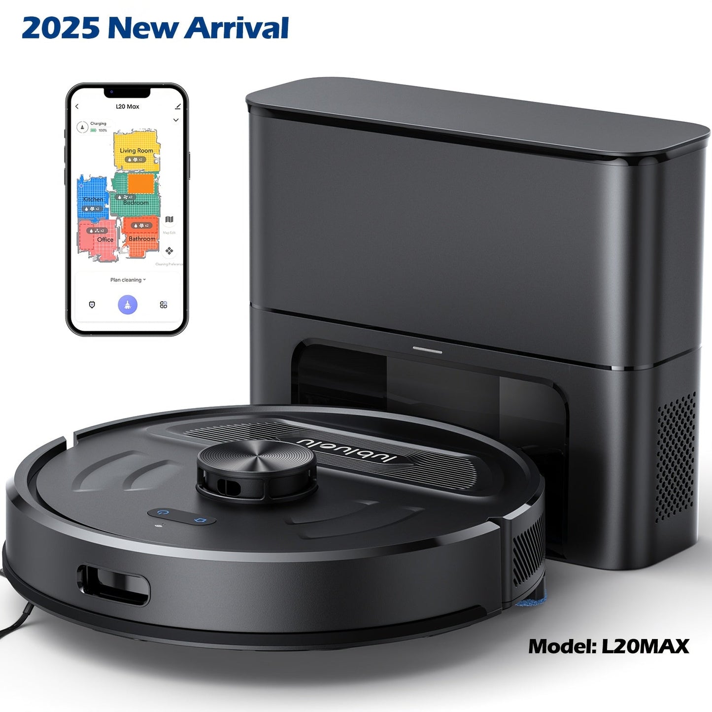 Robotstofzuiger L20Max – Robotstofzuiger – Robot Cleaner – Stofzuigrobot – Automatische Stofzuiger – 5500Pa Zuigkracht – 3-in-1 Zuigen Vegen Dweilen