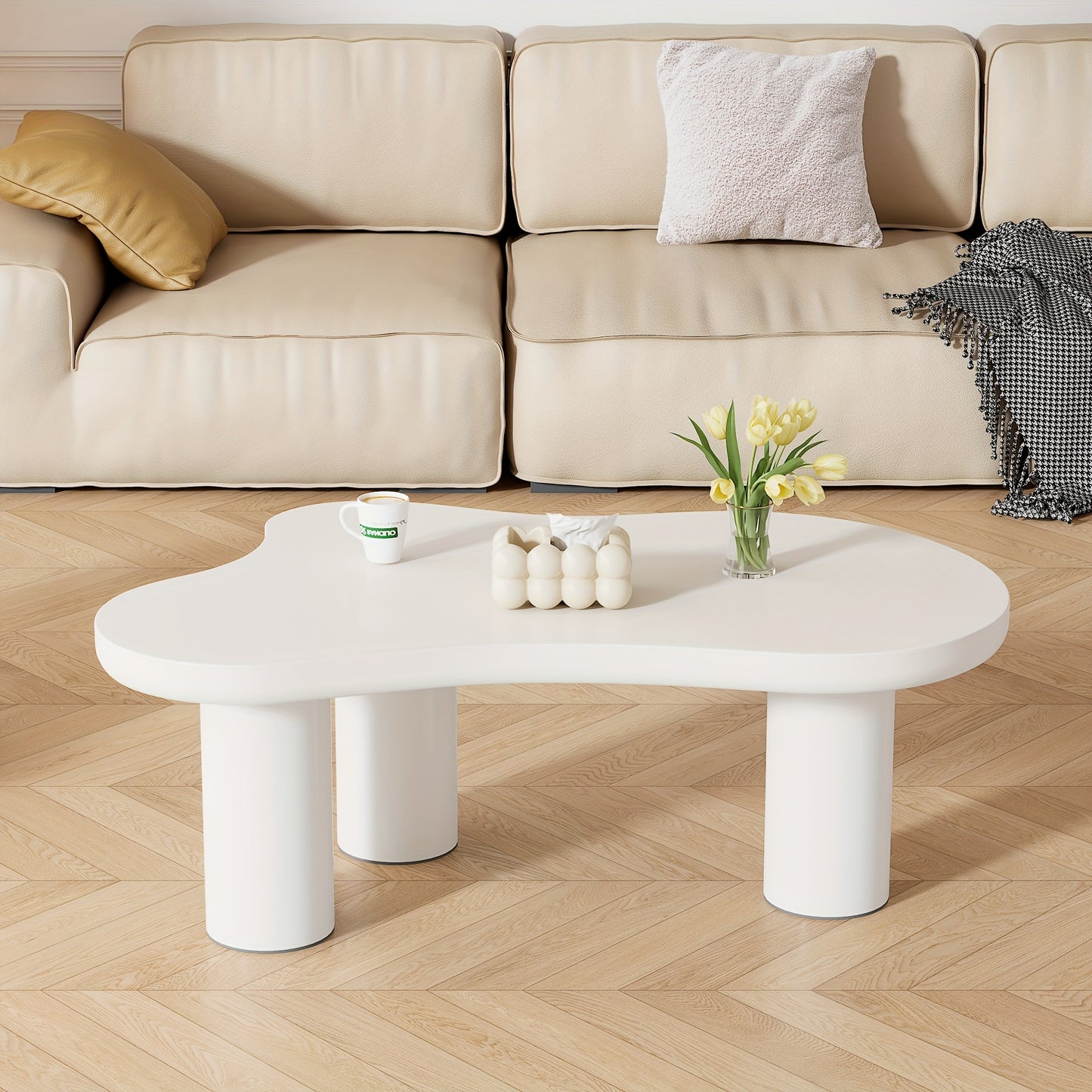 Irregular Cloud-shaped Coffee Table, Length 107cm, Width 66cm, Height 40.5cm, Felt Base