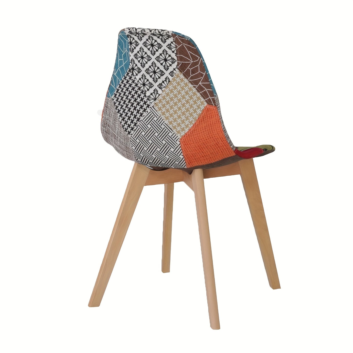 Set van 4 Patchwork Eetkamerstoelen – Uniek Design, Beukenhouten Poten – Rood, Geschikt voor Keuken, Woonkamer en Diverse Gelegenheden