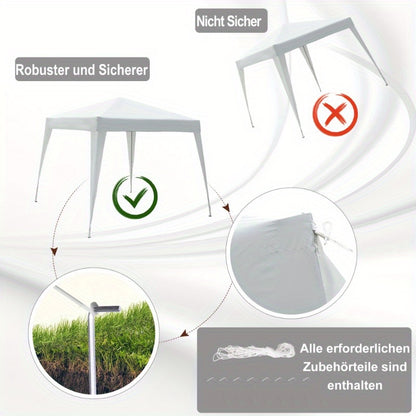 Partytent – Tent – Prieel – Paviljoen – Zonnezeil – Inklapbaar – UV-bescherming – Stalen Frame – 2,4x2,4 Meter – Draagtas – Wit