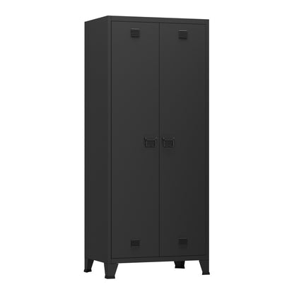 Stalen Kledingkast – Garderobekast – Kledingopberger – Kledingkast Met Deuren – Industrieel Design – Wit – 180x90x40 Cm – Ventilatieopeningen – Verstelbare Planken