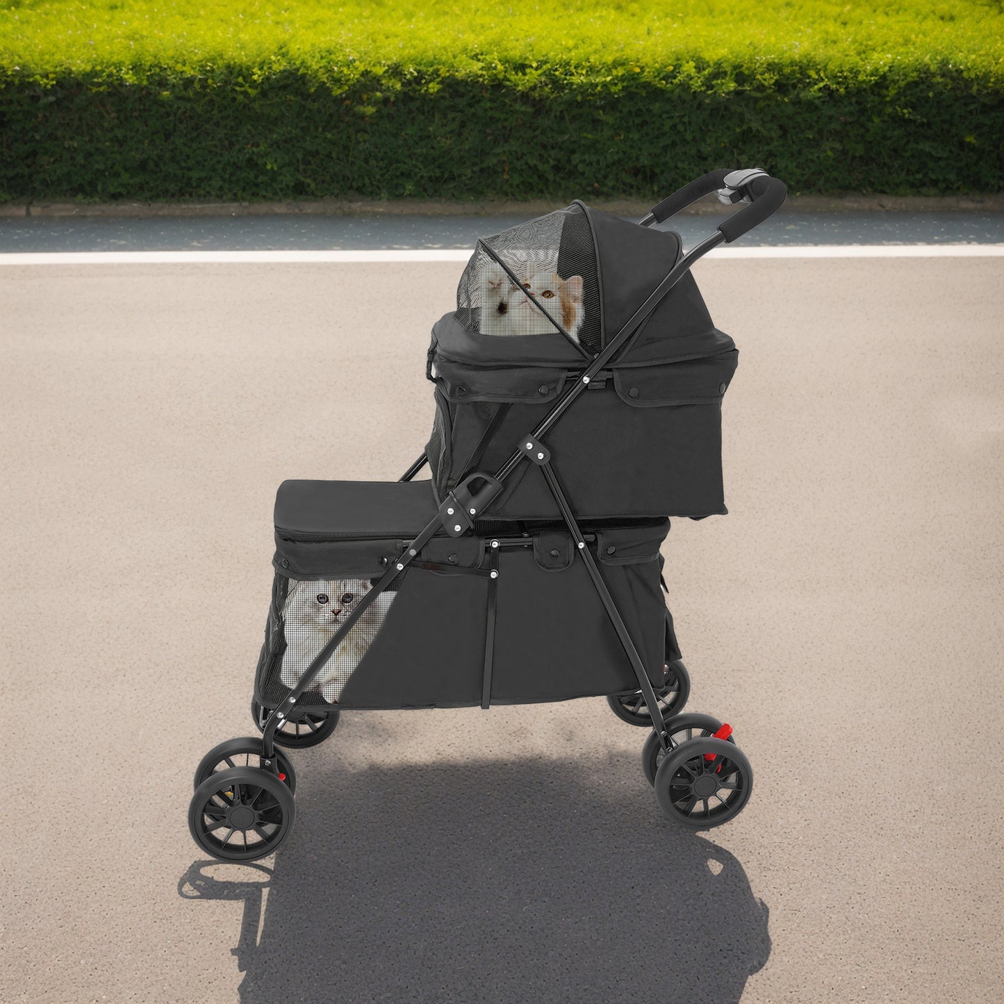 2-layer Pet Trolley | Black, Multi-functional, Thoughtful Design, Suitable Load Bearing, Safe and Comfortable, Made of Alloy Steel and Polyester, Brand: NaMaSyo