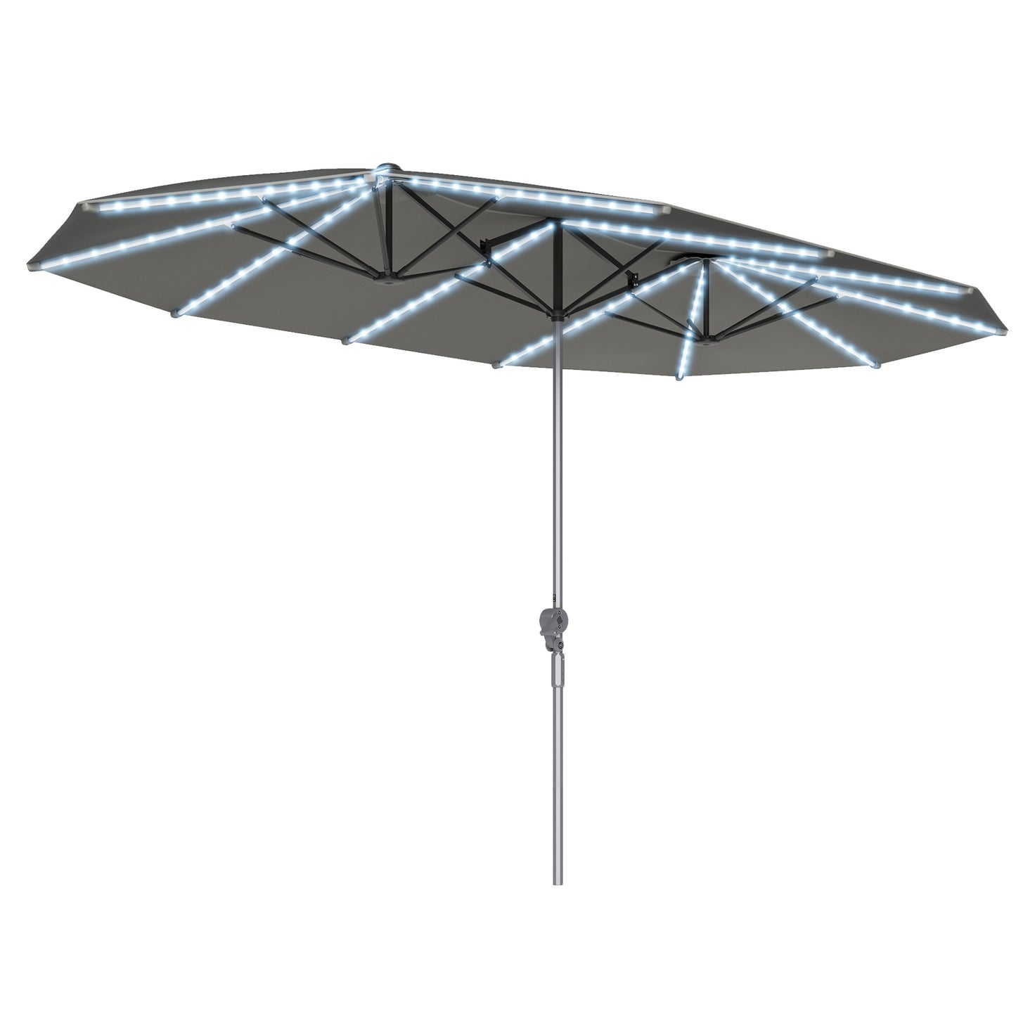 Dubbele Parasol – Terrasparasol – Zonneparasol – Buitenshade – UV-Parasol – Zonnepanelen Met LED-Verlichting – Aluminium Frame & UPF50+ Polyester