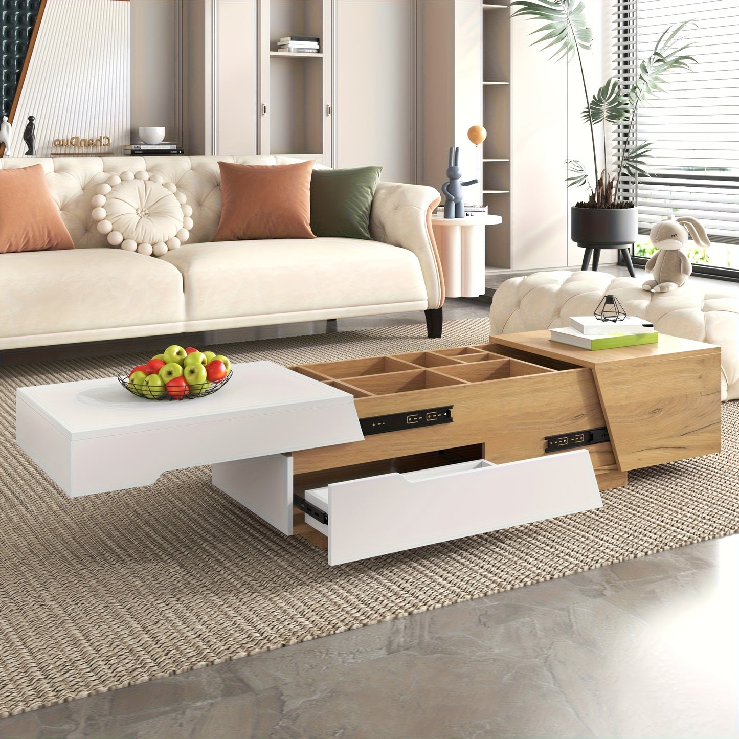 Uitschuiftafel – Salontafel – Klaptafel – Vouwtafel – Eettafel – Verborgen Opbergruimte – Volledig Voorgemonteerd