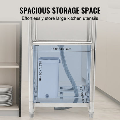 Utility Spoelbak – RVS Spoelbak – Inbouw Spoelbak – Werkplaats Wastafel – Keukenbak – Compact Formaat 40x33x22 cm – Inclusief Kraan en Onderstel