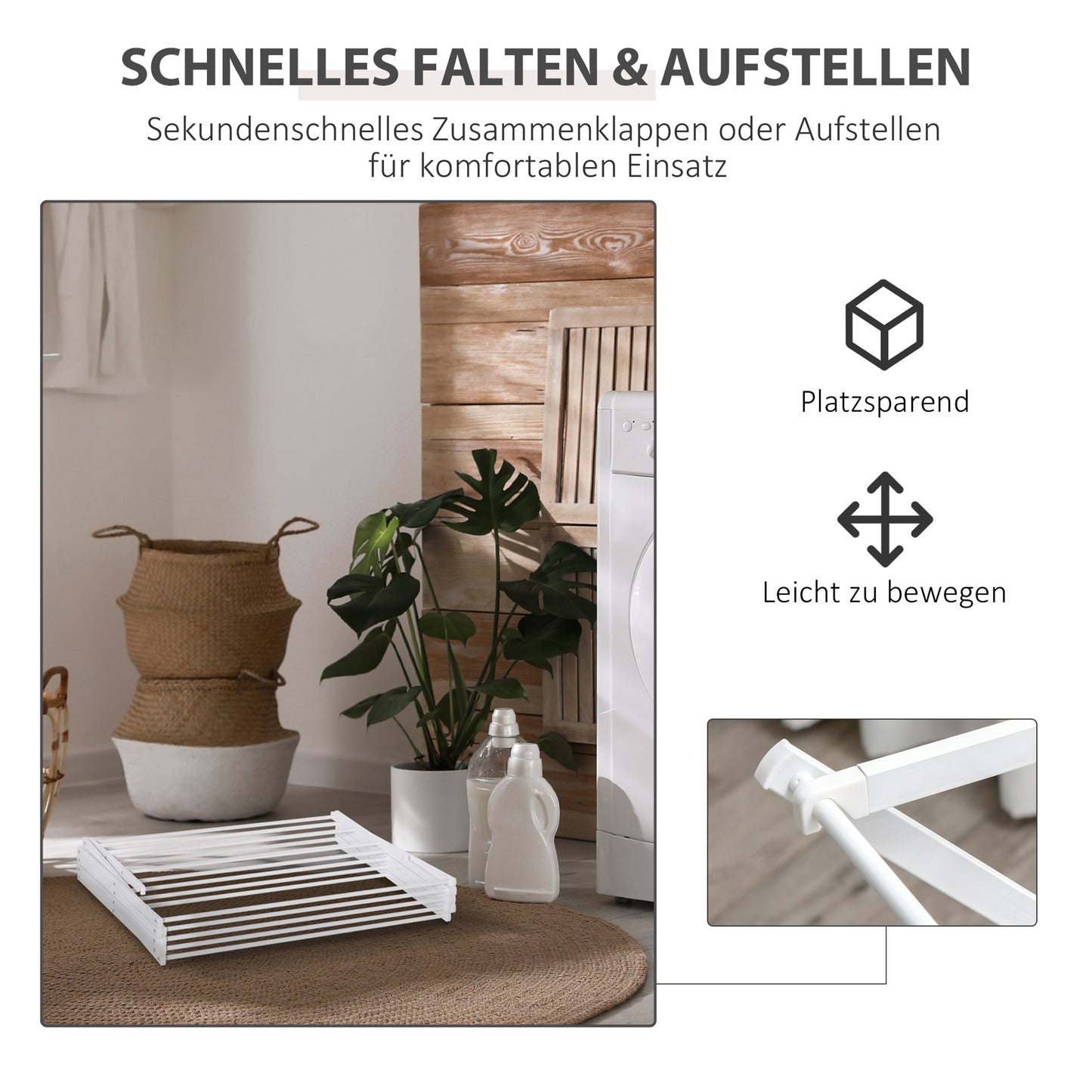 Wasrek 8 Laags – Droogtoren – Kledingrek – Droogrek – Wasstandaard – Inklapbaar – Ruimtebesparend Design – Metaal Kunststof Wit