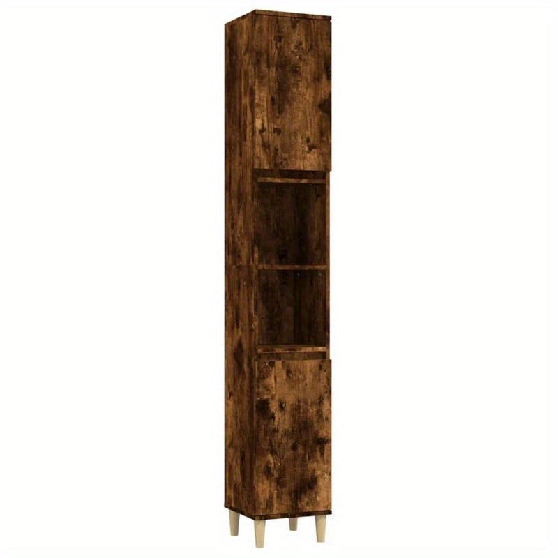 Opbergkast – Kast – Opbergmeubel – Bergkast – Badkamerkast – Smoked Oak – Verticale Design – 30x30x190 cm – Gemaakt Van Geengineerd Houten